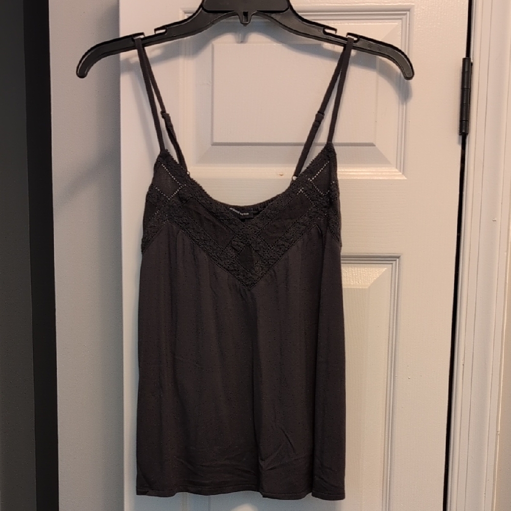 Gray Lace Trim Cami Top
